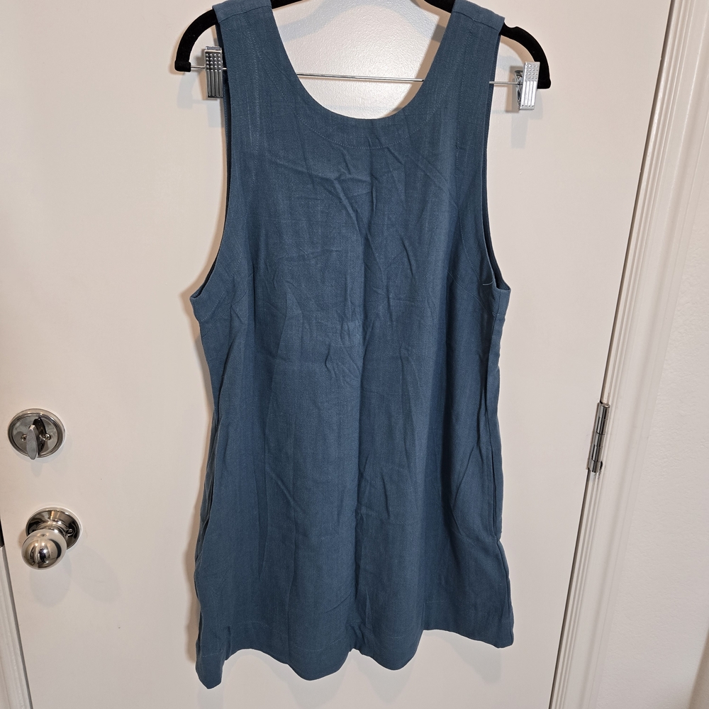 Sleeveless Linen Mini Dress in Deep Teal